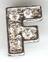 1 9mm Silver Slider with Rhinestones - Letter "F"